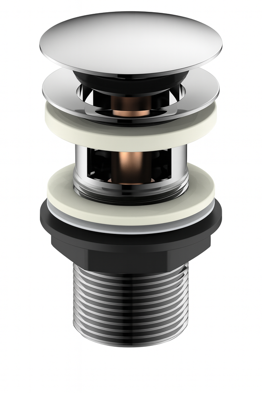 Chrome Basin Clicker Waste – Universal Push Button Pop-Up Plug
